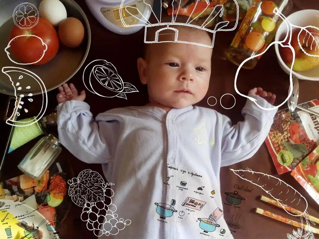 cook, kids, cooking, kitchen, scullion, babies, newborns, nutrition, play, bakery products, entertainment, creation, humor, profession, development, childhood, portrait, faces, child
